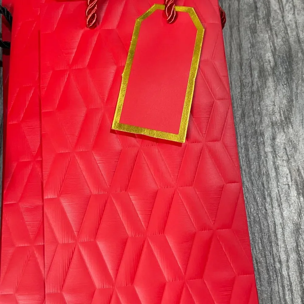 New Paper Wine Gift Bags Bundle (9) Pieces Red Black Blue Embossed Textured